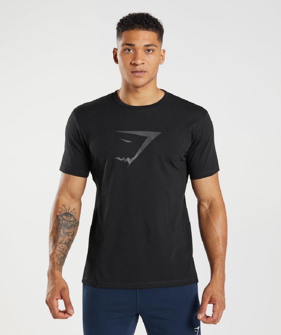 T Shirts Gymshark Sharkhead Infill Hombre Negras | CO 3298EBC